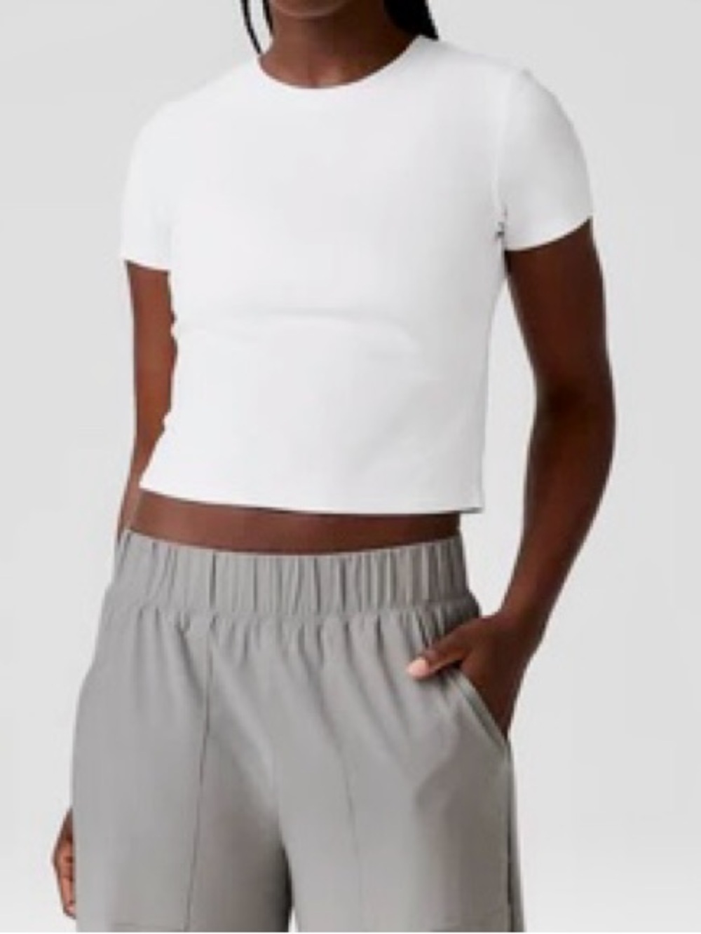 Beyond Yoga Featherweight Cropped Tee - White Sz M